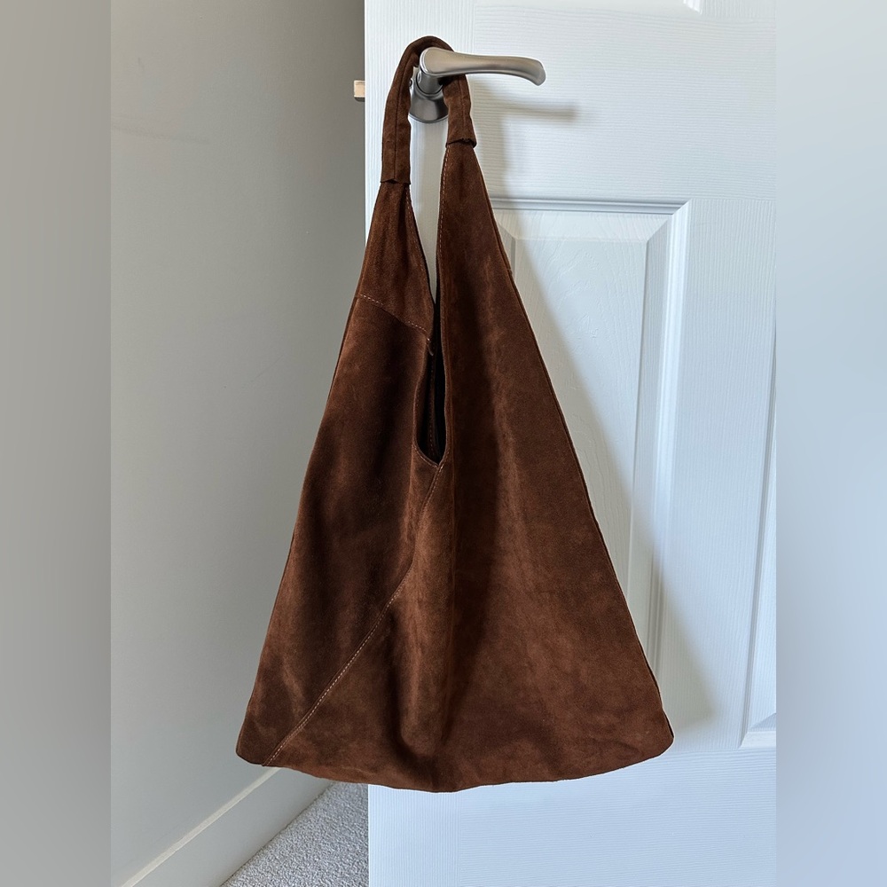 Genuine seude leather hobo bag
